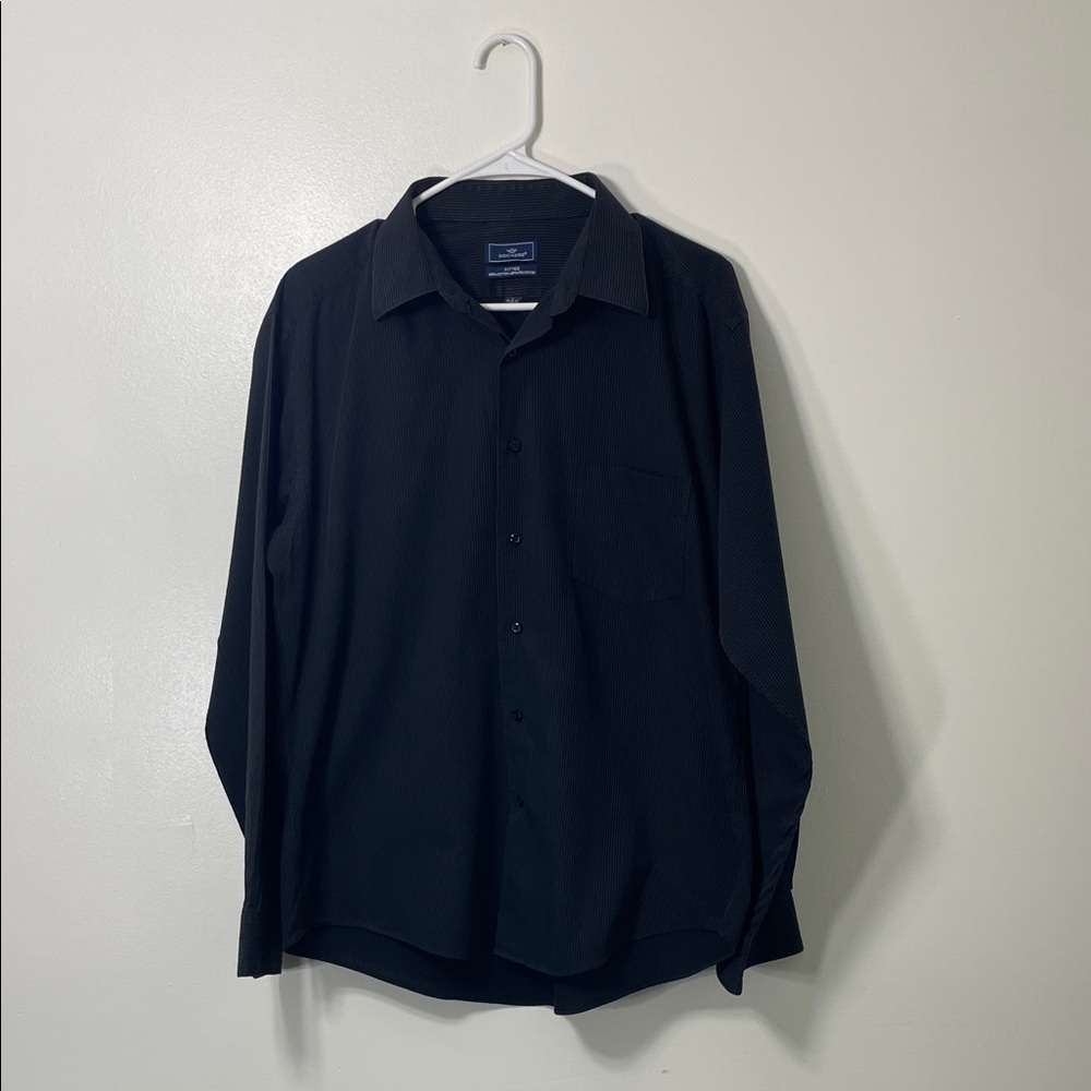 Dockers Men's Black Pinstripe Casual Button Down Shirt 16 1/2 - 34/35